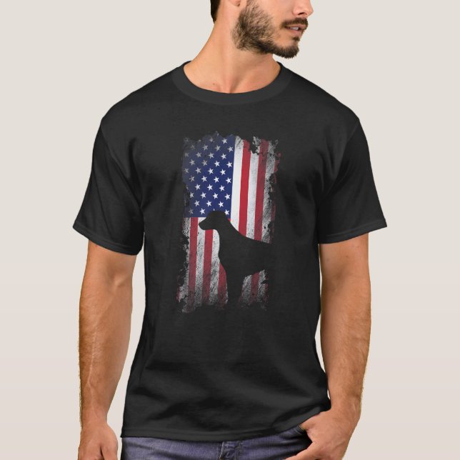 Patriotic Brittany American Flag Cool Dog T-Shirt (Front)
