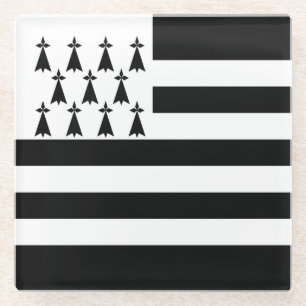 Patriotic Brittany Flag Glass Coaster
