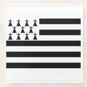 Patriotic Brittany Flag Glass Coaster