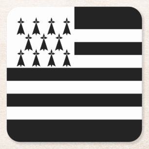 Patriotic Brittany Flag Square Paper Coaster
