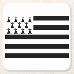 Patriotic Brittany Flag Square Paper Coaster