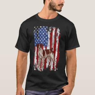 Patriotic Brittany Spaniel American Flag 4th Of Ju T-Shirt