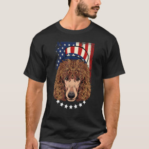 Patriotic Brown Poodle 4th Of July Dog American Fl T-Shirt