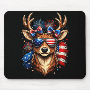 Patriotic buck deer american flag sunglasses 4th o mouse pad