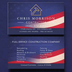 Patriotic Building Construction  Business Card