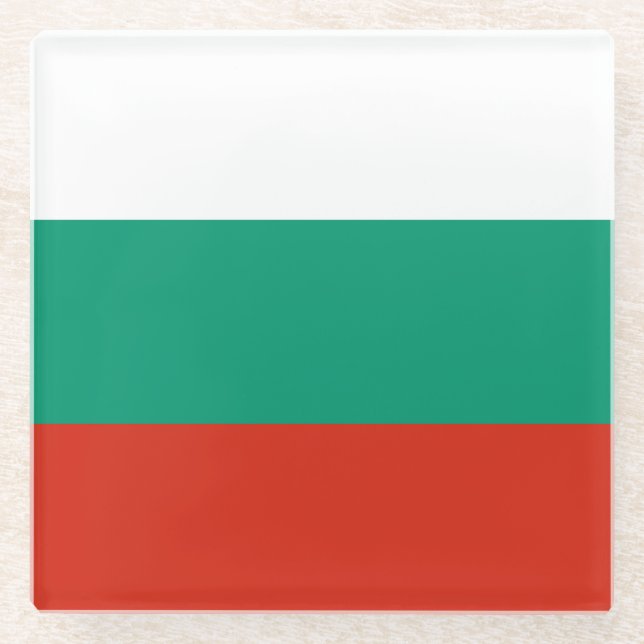 Patriotic Bulgarian Flag Glass Coaster (Front)