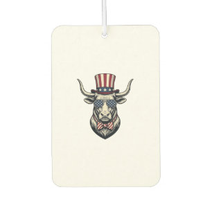 Patriotic Bull Design Vintage Engraving Americana Car Air Freshener