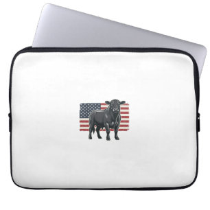 Patriotic Bull Flag Vintage Engraving Graphic_1 Laptop Sleeve
