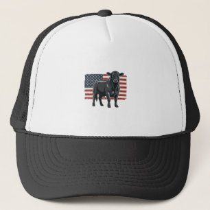 Patriotic Bull Flag Vintage Engraving Graphic_1 Trucker Hat