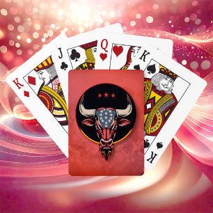 Patriotic bull head, an American bull. Playing Cards