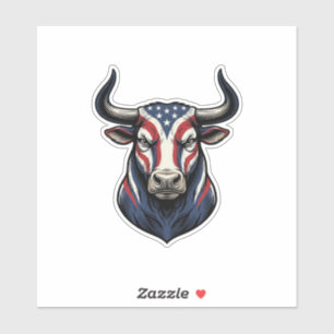 Patriotic Bull Head Vintage Engraving Design_1