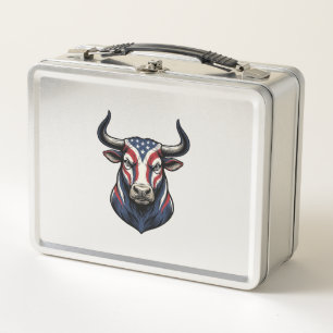 Patriotic Bull Head Vintage Engraving Design_1 Metal Lunch Box