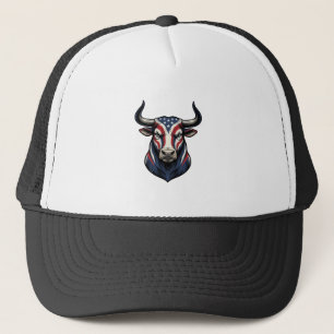 Patriotic Bull Head Vintage Engraving Design_1 Trucker Hat