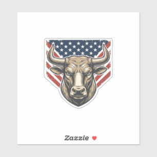 Patriotic Bull Head Vintage Engraving Vector Art_1