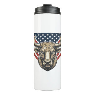 Patriotic Bull Head Vintage Engraving Vector Art_1 Thermal Tumbler