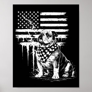 Patriotic bulldog american flag 4th of july usa do poster