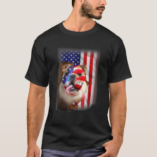 Patriotic Bulldog American Flag Dog T-Shirt