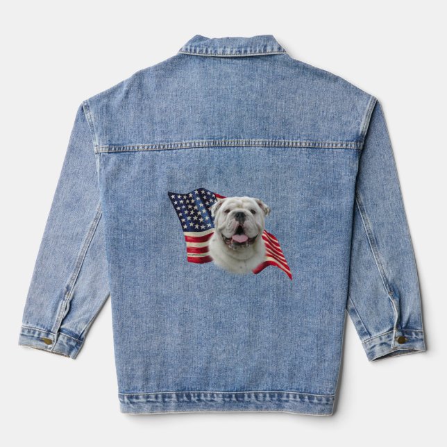 Patriotic Bulldog Denim Jacket (Back)