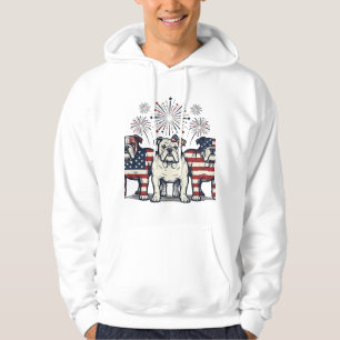 Patriotic Bulldog Fireworks Vintage Engraving Desi Hoodie