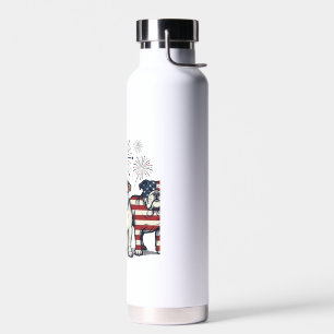Patriotic Bulldog Fireworks Vintage Engraving Desi Water Bottle
