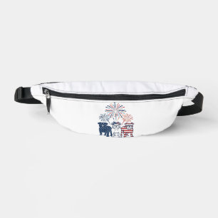 Patriotic Bulldog Fireworks Vintage Vector Design_ Bum Bags