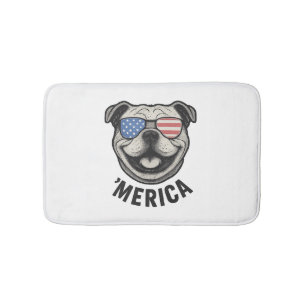 Patriotic Bulldog 'MERICA – USA Flag Sunglasses De Bath Mat