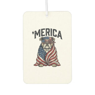 Patriotic Bulldog 'Merica Vintage Vector Shirt Des Car Air Freshener