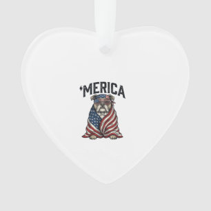 Patriotic Bulldog 'Merica Vintage Vector Shirt Des Ornament