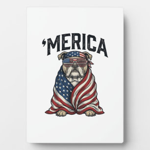 Patriotic Bulldog 'Merica Vintage Vector Shirt Des Plaque