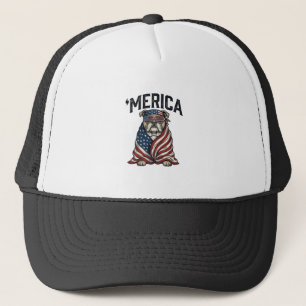 Patriotic Bulldog 'Merica Vintage Vector Shirt Des Trucker Hat