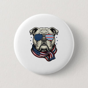 Patriotic Bulldog Vintage Engraving Shirt Design_1 6 Cm Round Badge