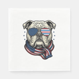 Patriotic Bulldog Vintage Engraving Shirt Design_1 Napkin