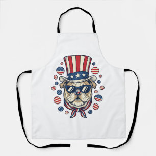 Patriotic Bulldog Vintage Engraving Shirt Design ( Apron