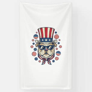 Patriotic Bulldog Vintage Engraving Shirt Design ( Banner