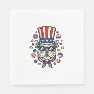 Patriotic Bulldog Vintage Engraving Shirt Design ( Napkin