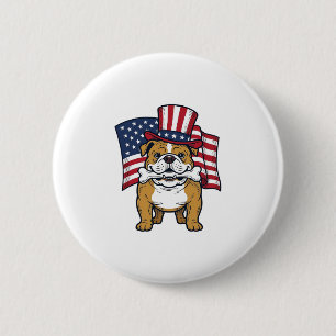Patriotic Bulldog With Flag Vector Design_1 6 Cm Round Badge
