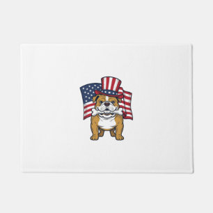 Patriotic Bulldog With Flag Vector Design_1 Doormat