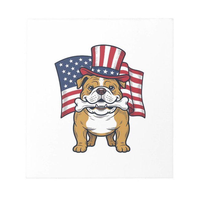 Patriotic Bulldog With Flag Vector Design_1 Notepad (Front)