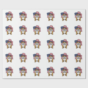 Patriotic Bulldog With Flag Vector Design_1 Wrapping Paper