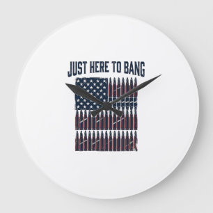 Patriotic Bullet Flag Funny Vintage Graphic T-Shir Large Clock
