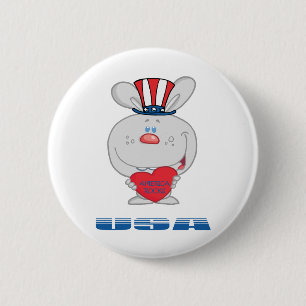 Patriotic Bunny 6 Cm Round Badge