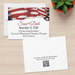 Patriotic Bunting Custom Photo Back Save The Date Announcement