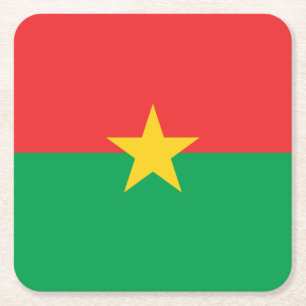 Patriotic Burkina Faso Flag Square Paper Coaster