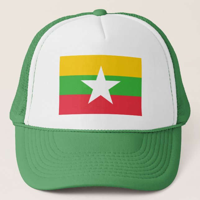 Patriotic Burma Flag Trucker Hat (Front)