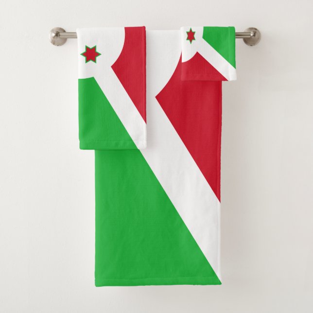 Patriotic Burundi Flag Bath Towel Set (Insitu)