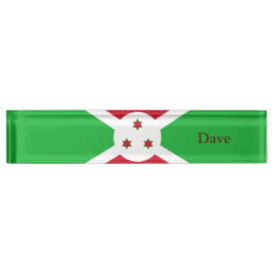 Patriotic Burundi Flag Nameplate