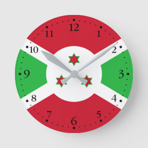 Patriotic Burundi Flag Round Clock
