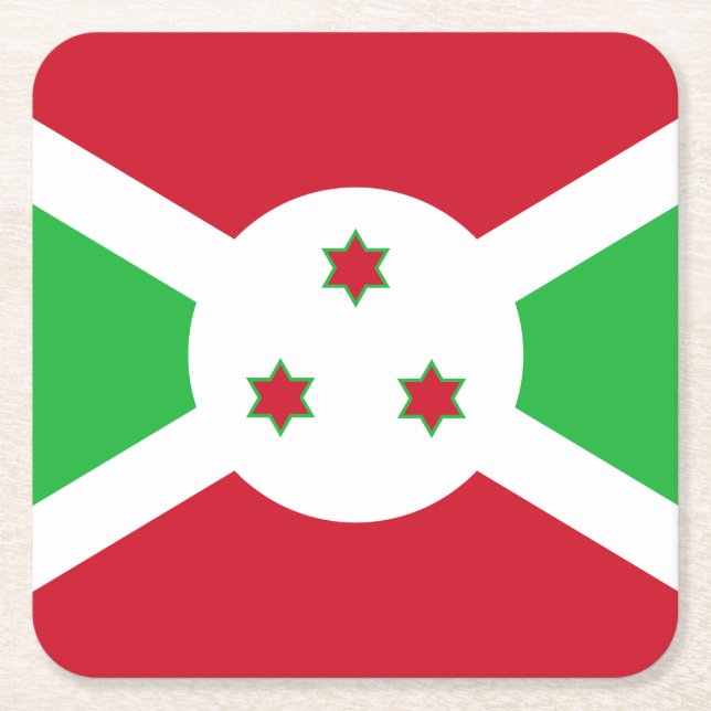 Patriotic Burundi Flag Square Paper Coaster (Front)