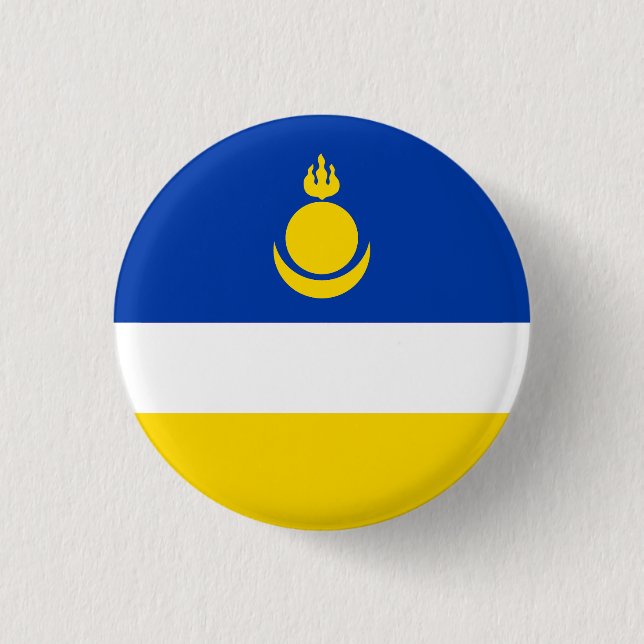 Patriotic Buryatia Flag 3 Cm Round Badge (Front)