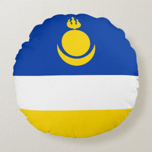 Patriotic Buryatia Flag Round Cushion